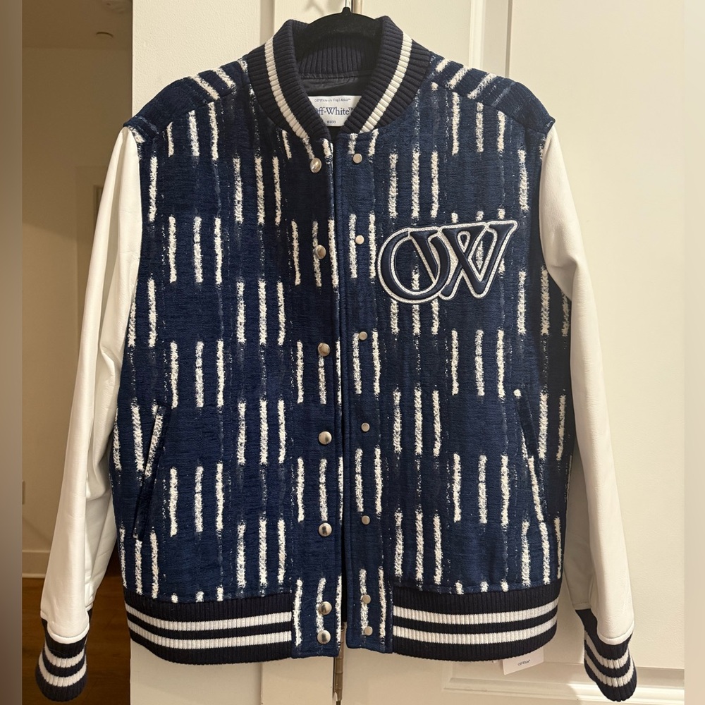 OFF-WHITE Shibori jacquard bomber jacket cobalt blue